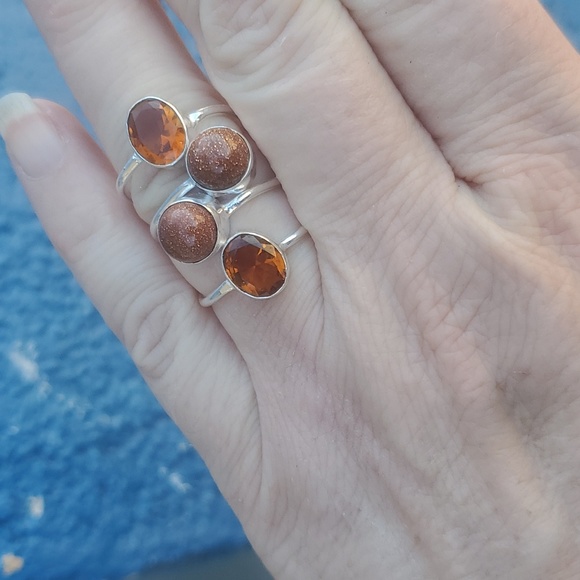 New Sunstone Sun Sitara and Honey Citrine Silver Ring. - Picture 4 of 10